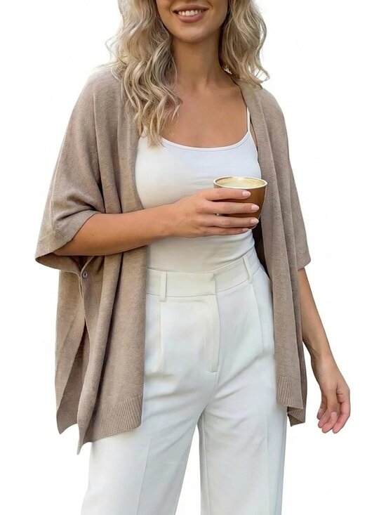 Accessories - Shawl Wraps for Women Open Front Versatile Knit Poncho Cardigan Shawl Drape Cape